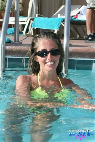 First-timer model Lori Anderson lest and nipple glide from